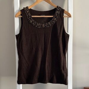 Lafayette 148 Beaded Embellished Sleeveless Sweater